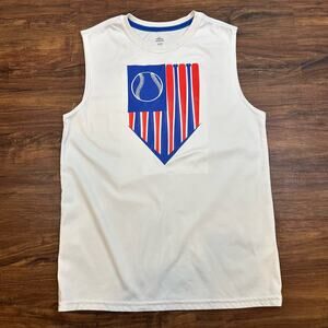 Way to Celebrate Patriotic Baseball Flat Tank Top Shirt XL 14 16 Husky
